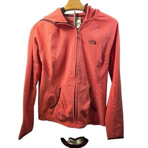 The North Face Womens Coral Pink Full Zip Fleece Hoodie Jacket Large L‎